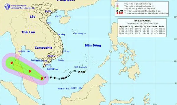 Tin mới nhất về bão số 1: Gió giật cấp 11, cách mũi Cà Mau 240 km