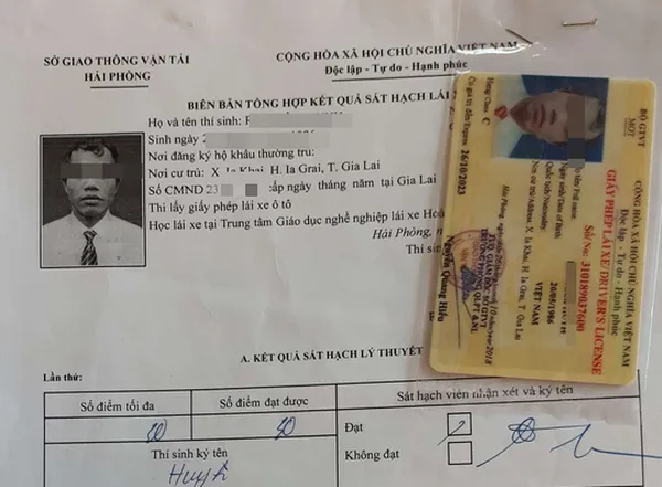 Một hồ sơ thi giấy phép lái xe ô tô của người dân xã Ia Khai tại Hải Phòng