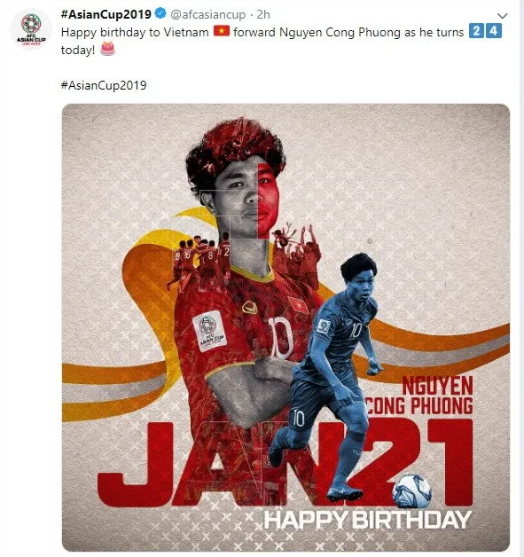 Nguyễn Công Phượng,  sinh nhật, tuổi 24 , Asian Cup 2019