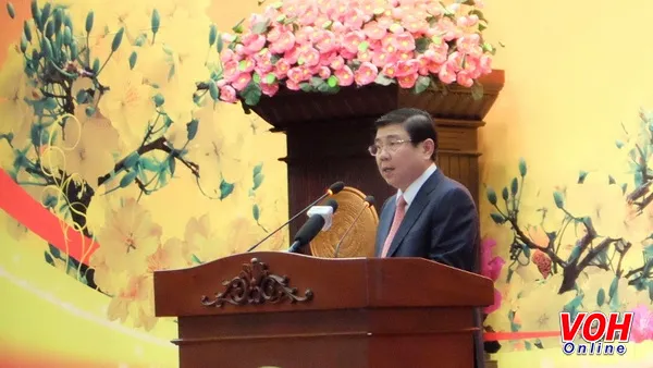 Chủ tịch Nguyễn Thành Phong phát biểu tại buổi họp mặt