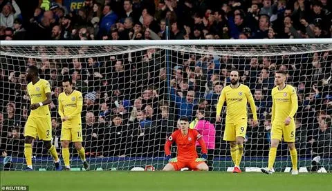 Chelsea để thua 0-2 trước Everton