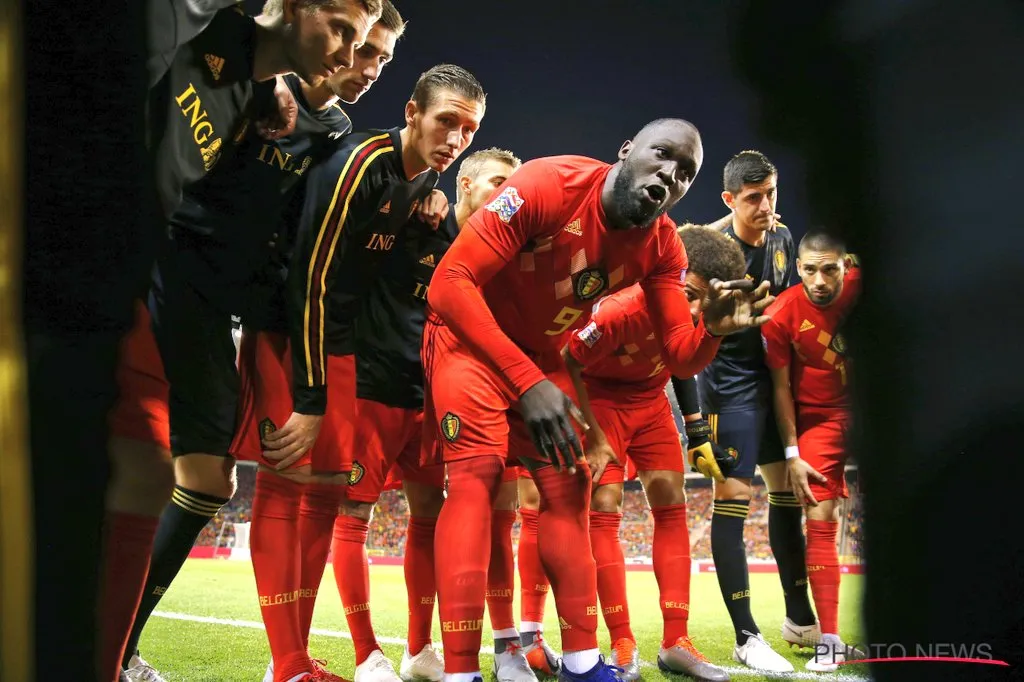 Tiền đạo Lukaku và đồng đội trong màu áo đội tuyển Bỉ.