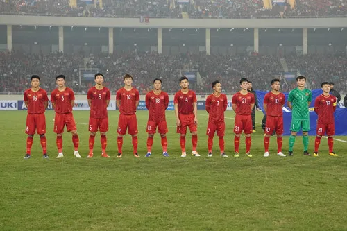 Đội hình ra sân của U23 Việt Nam trong trận đấu gặp U23 Thái Lan. 
