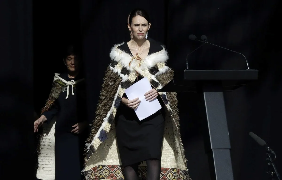Thủ tướng New Zealand Jacinda Ardern tại lễ tưởng niệm. (Ảnh: AP)