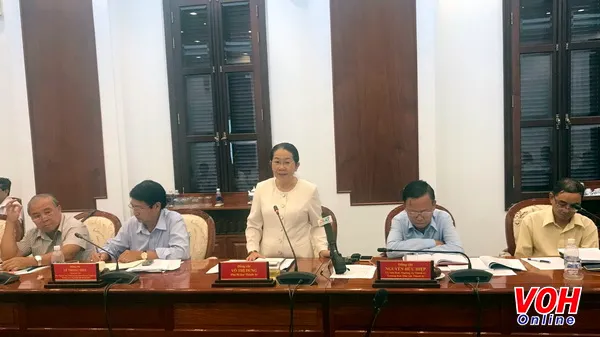 Phó bí thư thành ủy Võ Thị Dung phát biểu tại buổi làm việc