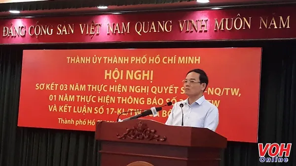 Ông Trần Lưu Quang - Phó Bí thư Thường trực Thành ủy phát biểu tại hội nghị. 