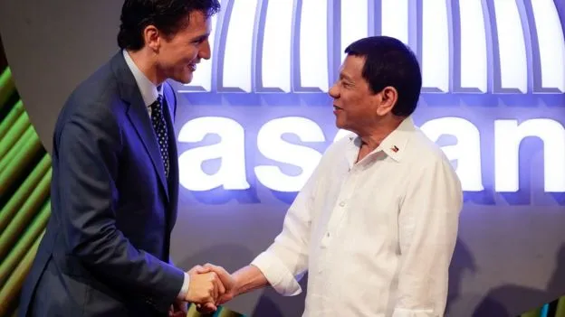 Tổng thống Duterte và Thủ tướng Canada Trudeau.