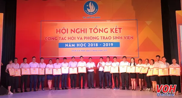 Bằng khen Trung ương Hội Sinh viên Việt Nam cho các tập thể đạt thành tích xuất sắc năm học 2018-2019.