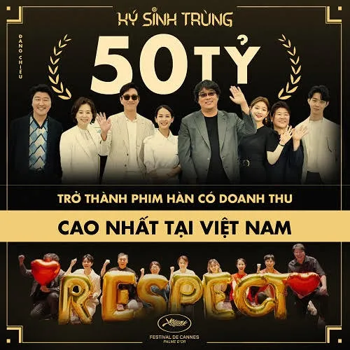 Ký sinh trùng trở thành phim Hàn có doanh thu cao nhất tại Việt Nam với con số 50 tỷ đồng cho đến ngày 2/7. 