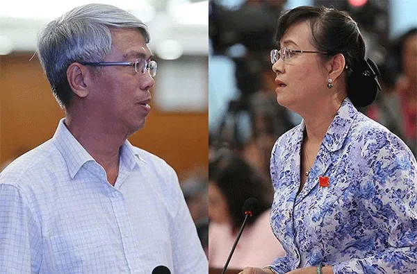 Phó Chủ tịch UBND TP.HCM Võ Văn Hoan (trái) và đại biểu Nguyễn Thị Quyết Tâm 