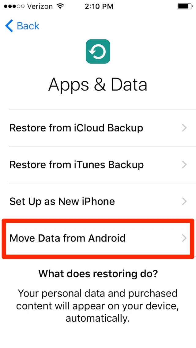 Move Data from Android