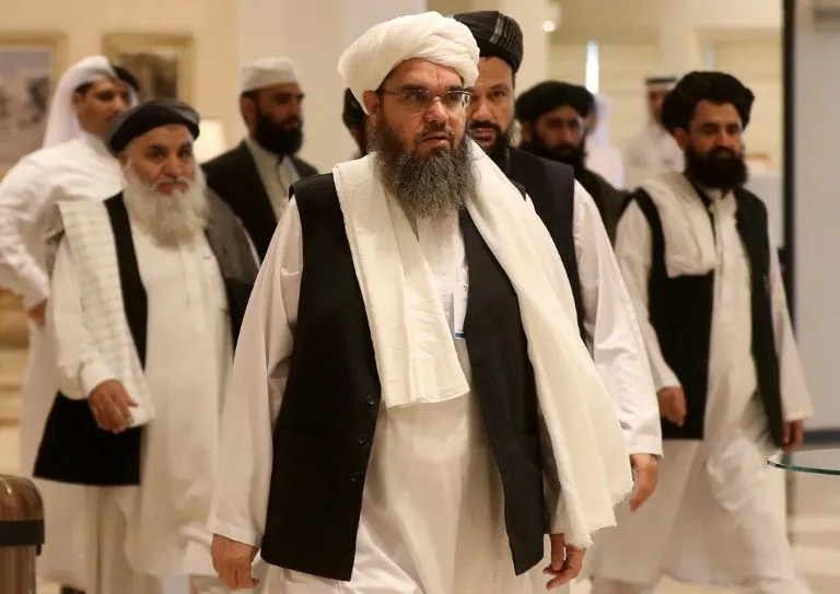 Phái đoàn đàm phán của Taliban tại Doha hôm 7/7. 