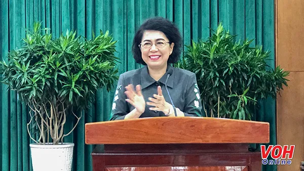 Bà Tô Thị Bích Châu, Ủy viên Ban Thường vụ Thành ủy, Chủ tịch Ủy ban Mặt trận Tổ quốc Việt Nam Thành phố phát biểu chỉ đạo.