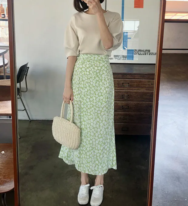 Chân váy hoa nhí vintage chun sau - Chân váy dài ulzzang phong cách Hàn  Quốc, dễ thương CV20 | Shopee Việt Nam