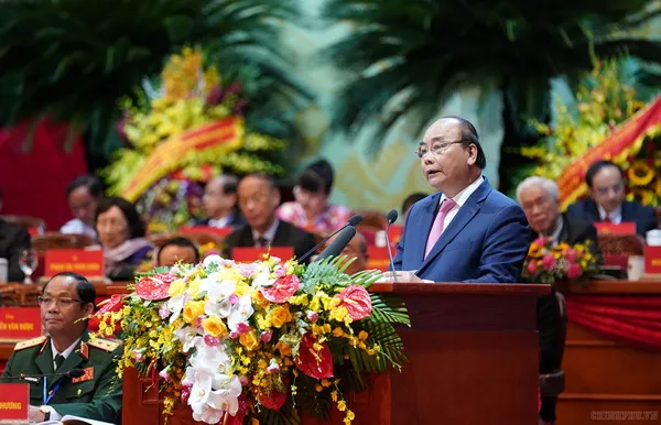 Thủ tướng Nguyễn Xuân Phúc phát biểu tại Lễ khai mạc chính thức Đại hội đại biểu toàn quốc MTTQ Việt Nam lần thứ IX, nhiệm kỳ 2019-2024.