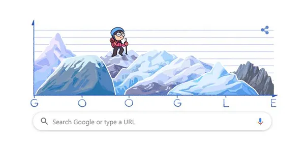 Hình ảnh nhà leo núi Junko Tabei được Google Doodle vinh danh