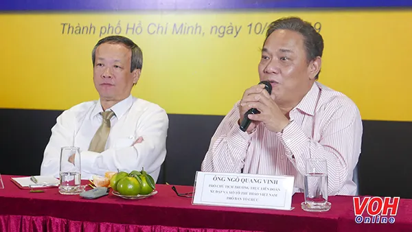 Ông Ngô Quang Vinh - Phó chủ tịch liên đoàn mô tô xe đạp thể thao Việt Nam phát biểu
