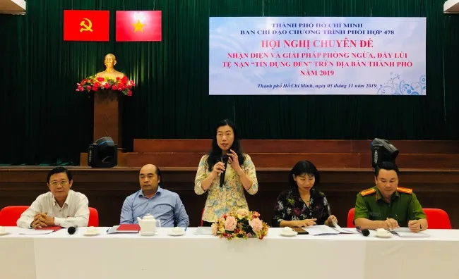 Bà Triệu Lệ Khánh – Phó Chủ tịch Ủy ban Mặt trận Tổ quốc Việt Nam Thành Phố - Phó Trưởng ban chỉ đạo chương trình phối hợp 478 phát biểu chỉ đạo tại Hội nghị