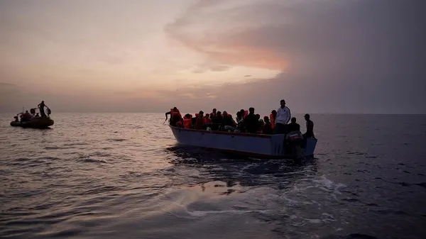 Chiếc thuyền chở người di cư trên biển Địa Trung Hải.