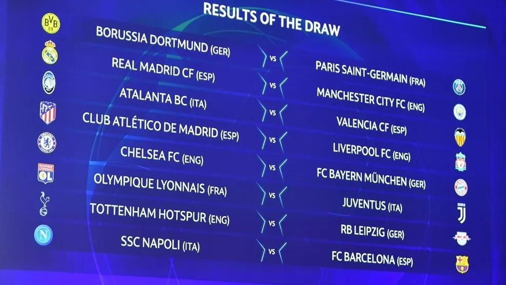 Kết quả bốc thăm chia cặp đấu vòng 1/8 Cup C1 - Champions League 2019-2020.