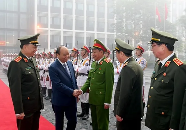 Đồng chí Nguyễn Xuân Phúc, Ủy viên Bộ Chính trị, Thủ tướng Chính phủ đến dự Hội nghị Công an toàn quốc lần thứ 75