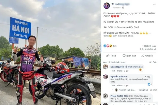 Xử phạt nam thanh niên chạy xe máy xuyên Việt chưa đến 20 giờ 
