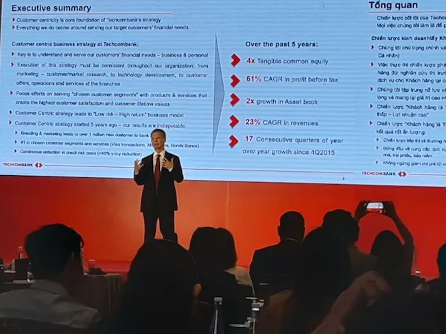 Tổng Giám đốc Techcombank Nguyễn Lê Quốc Anh chia sẻ chiến lược mang lại thành công của ngân hàng.