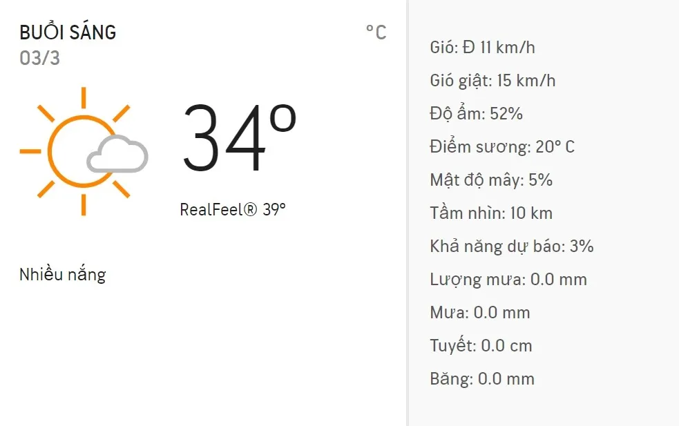 Dự báo thời tiết TPHCM hôm nay 3/3