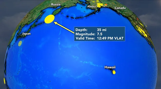 Động đất và cảnh báo sóng thần ngoài khơi bờ biển Nga