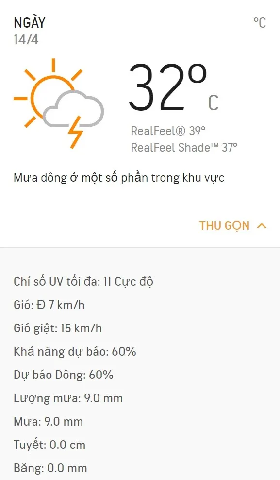 Accuweather, thời tiết TPHCM