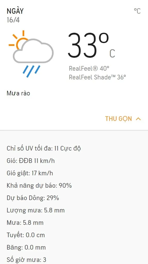 Accuweather, thời tiết TPHCM