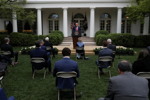 Tổng thống Mỹ Donald Trump phát biểu trong cuộc họp báo hằng ngày về tình hình dịch COVID-19 tại Nhà Trắng