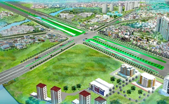 Phối cảnh nút giao thông Nguyễn Hữu Thọ - Nguyễn Văn Linh Quận 7 được xây dựng 2 đường hầm cho xe lưu thông.
