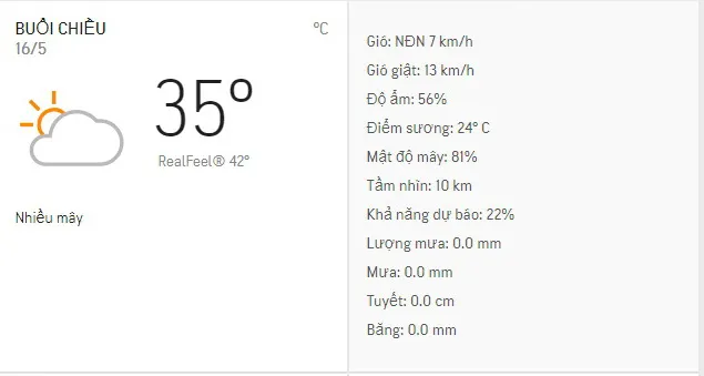 Dự báo thời tiết TPHCM hôm nay