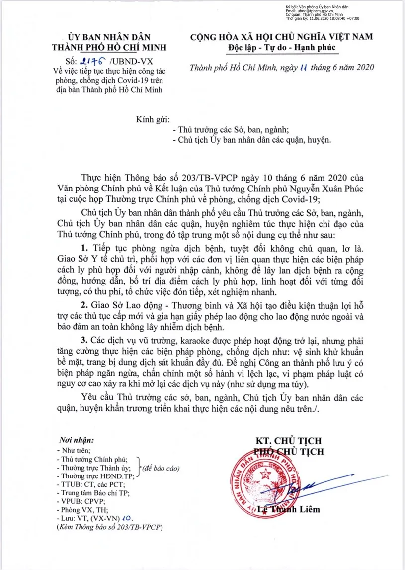 Văn bản 2176/UBND-VX của Ủy ban nhân dân TP Hồ Chí Minh. `
