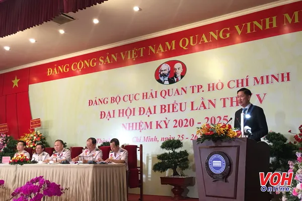 Phó Chủ tịch UBND TPHCM Trần Vĩnh Tuyến dự và phát biểu chỉ đạo tại Đại hội đại biểu Đảng bộ Cục Hải quan TPHCM lần thứ 5, nhiệm kỳ 2020-2025