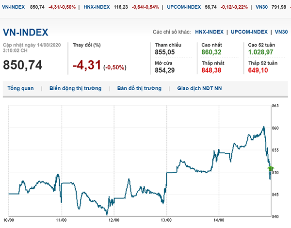 Thị trường chứng khoán 14/8/2020