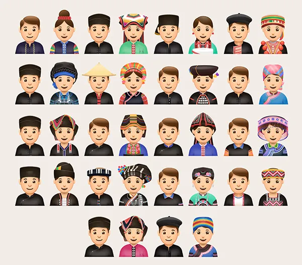 emoji về 54 dân tộc Việt Nam