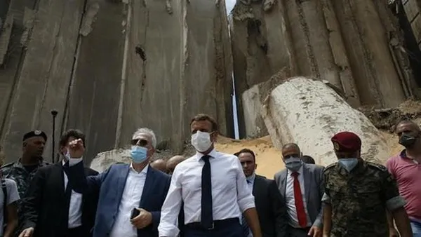 Tổng thống Pháp Emmanuel Macron tại Beirut.