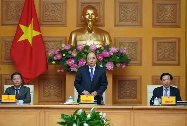 Thủ tướng Nguyễn Xuân Phúc phát biểu tại buổi gặp mặt 124 doanh nghiệp có sản phẩm đạt thương hiệu quốc gia Việt Nam 2020