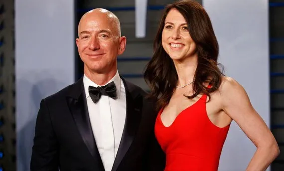 Bà MacKenzie Scott và chồng cũ Jeff Bezos, tại tiệc Oscar 2018, California, Mỹ, ngày 3-4-2018.