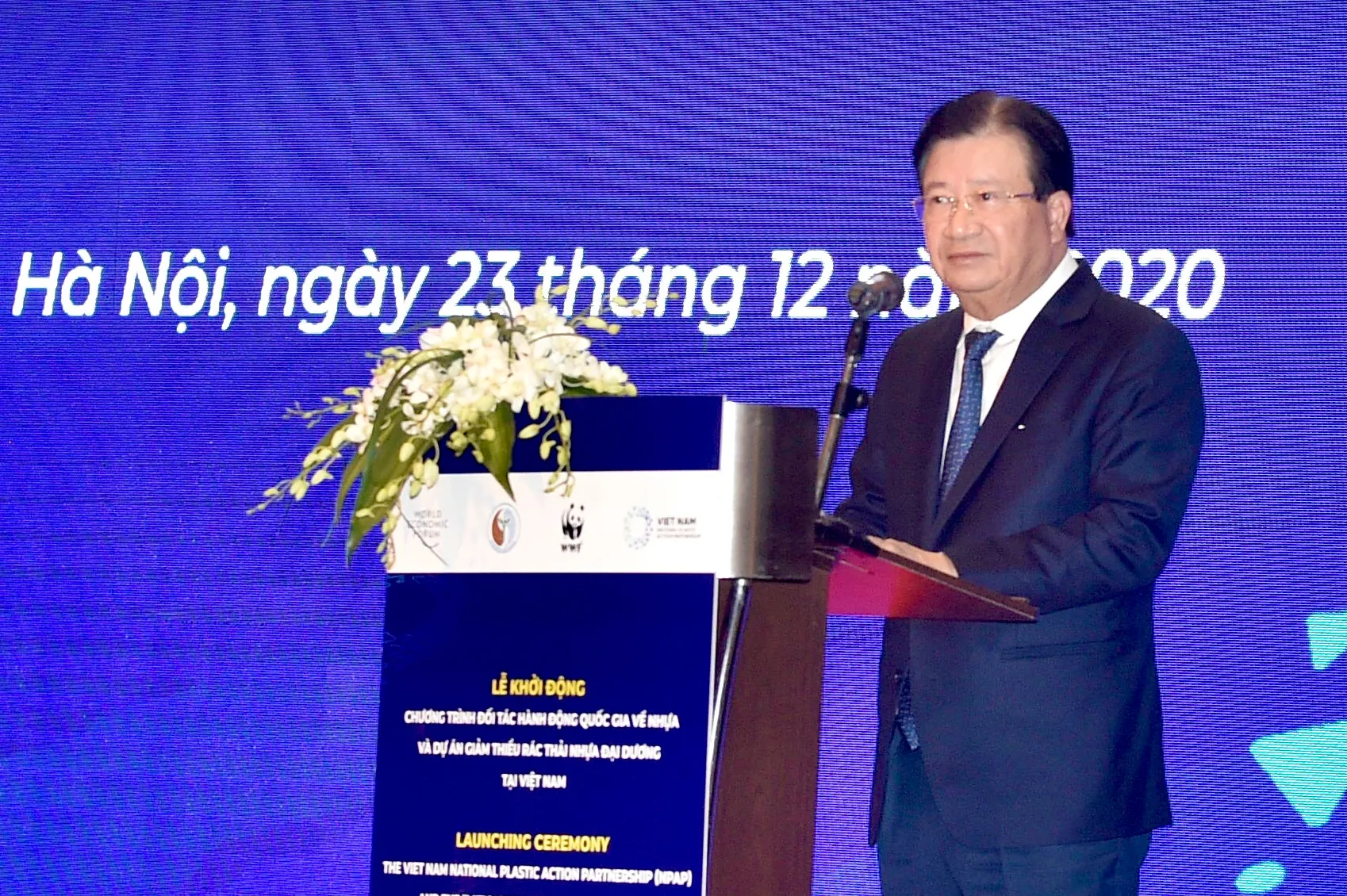 Phó Thủ tướng Trịnh Đình Dũng phát biểu tại lễ khởi động chương trình Đối tác Hành động Quốc gia về Nhựa tại Việt Nam NPAP.