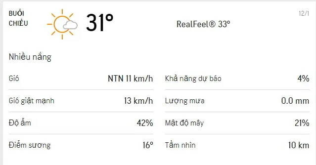 Dự báo thời tiết TPHCM ngày mai 12/1-voh.com.vn