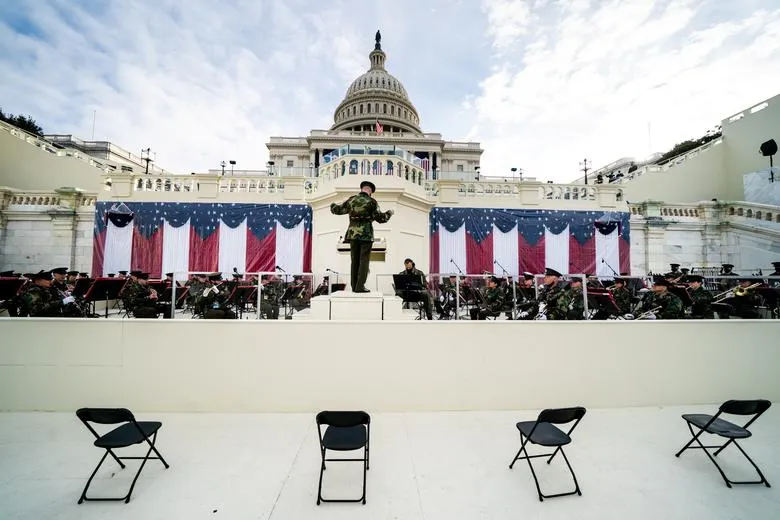 Dàn nhạc quân đội tổng duyệt cho buổi lễ nhậm chức của ông Biden ngày 18/1/2021.