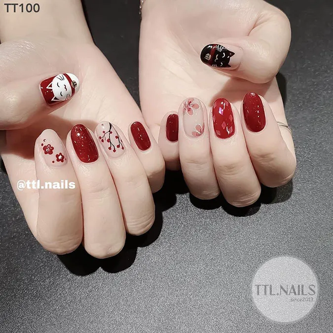 Những mẫu nail Tết đẹp giúp bàn tay thêm xinh xắn, ‘chanh sả’ 64