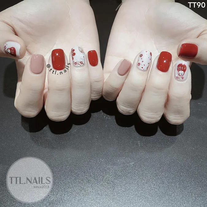 Những mẫu nail Tết đẹp giúp bàn tay thêm xinh xắn, ‘chanh sả’ 66