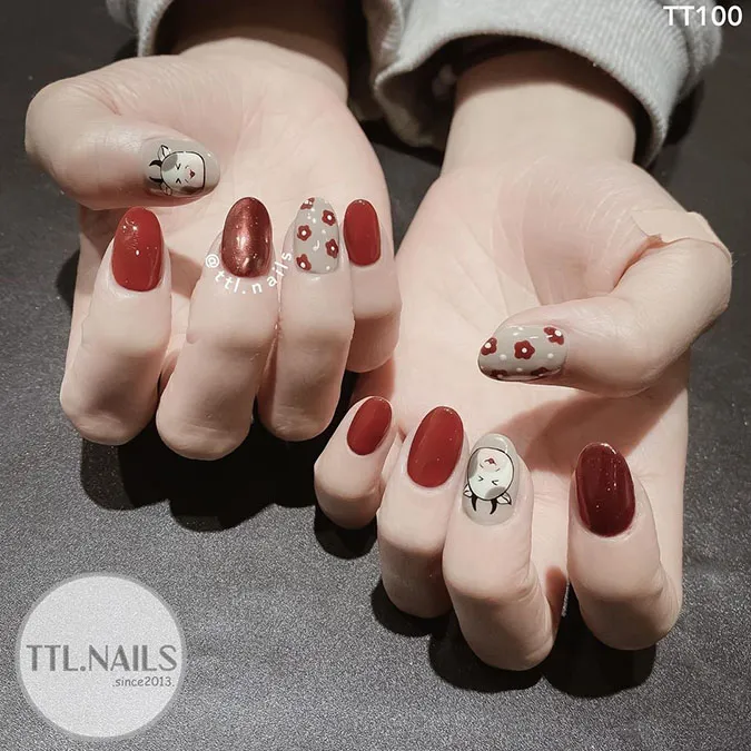 Những mẫu nail Tết đẹp giúp bàn tay thêm xinh xắn, ‘chanh sả’ 72