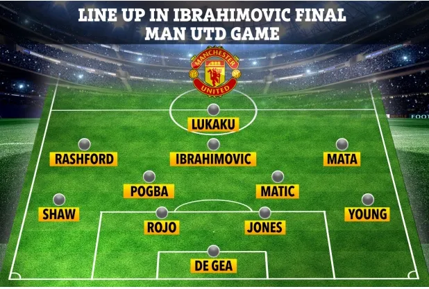 Đội hình MU trong trận cuối cùng của Ibrahimovic