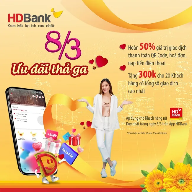 HDBank ưu đãi hàng loạt dịch vụ, quà tặng đến khách hàng dịp 8/3 1