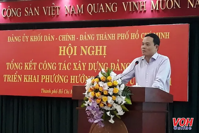 Phó Bí thư Thường trực Thành ủy Trần Lưu Quang phát biểu tại hội nghị